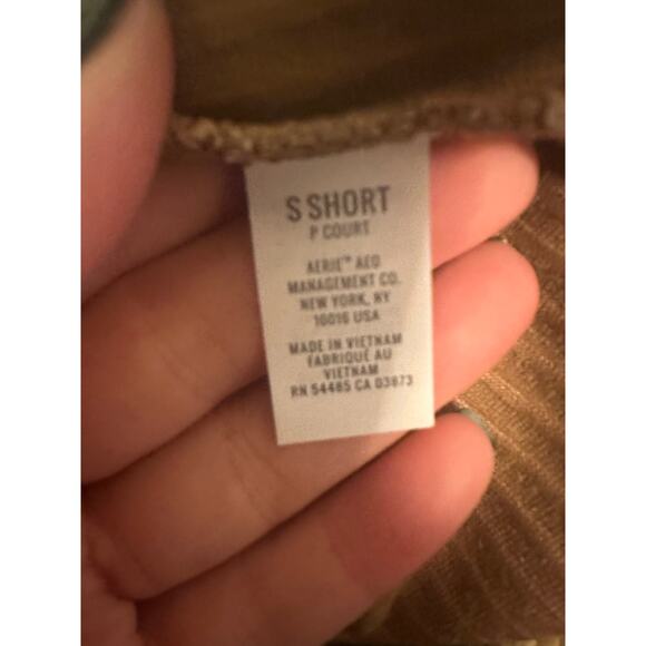 Aerie Women's Small Short Groove On Rib Velour Flare Pant Corduroy Pull On Brown - Picture 4 of 6